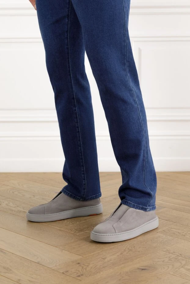 Santoni ерлерге арналған сұр күдері сырғымалы кроссовкалар 188189 - фото 2