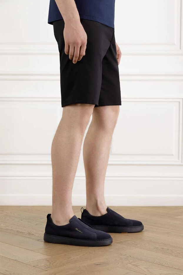 Santoni men's blue suede slip-on sneakers 188190 - photo 2