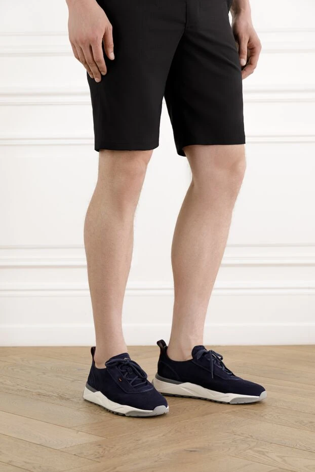 Santoni lightweight nubuck sneakers for men blue 188191 - photo 2