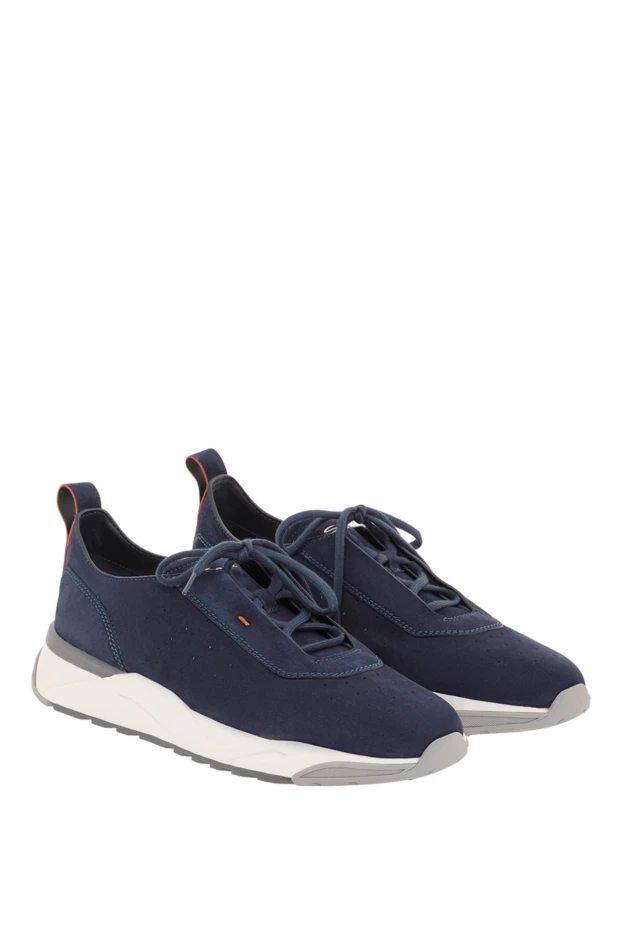 Santoni легкие кроссовки из нубука мужские синие 188191 - фото 3