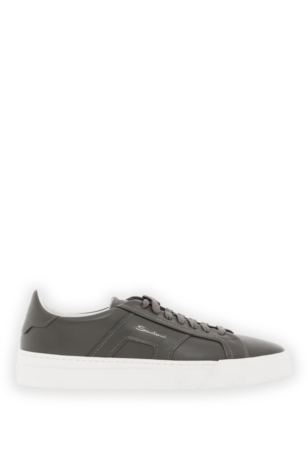 Men's dark green sneakers made of genuine leather - photo 1