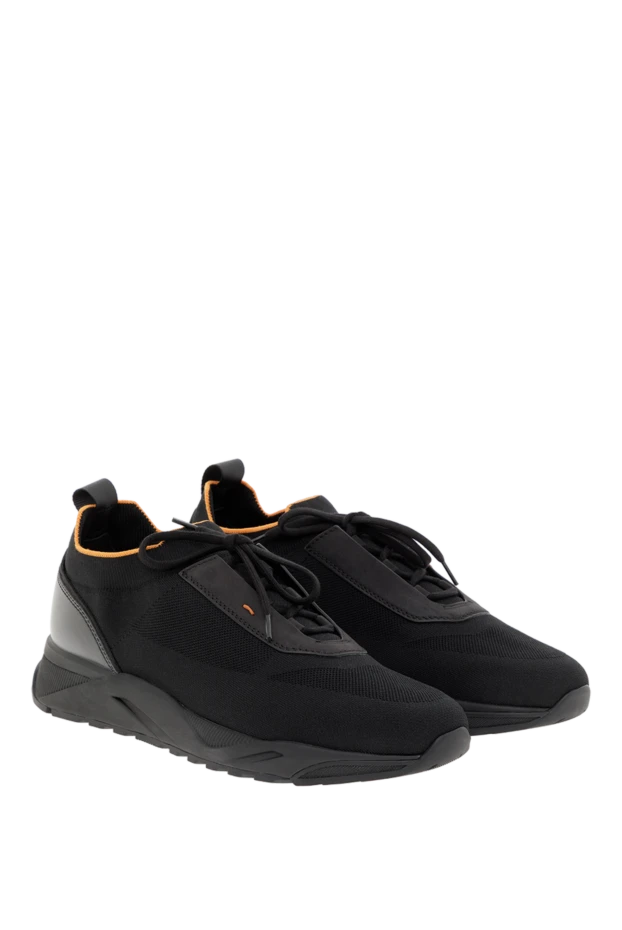 Santoni мужские черные кроссовки из эластичного трикотажа 188196 - фото 3