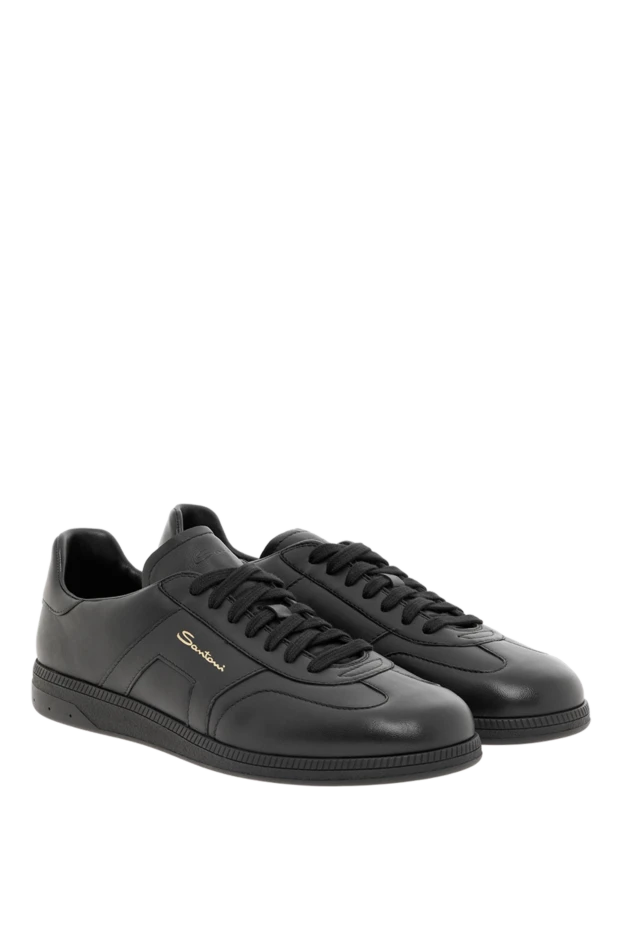 Santoni мужские культовые кроссовки dbs oly из черной кожи 188198 - фото 3
