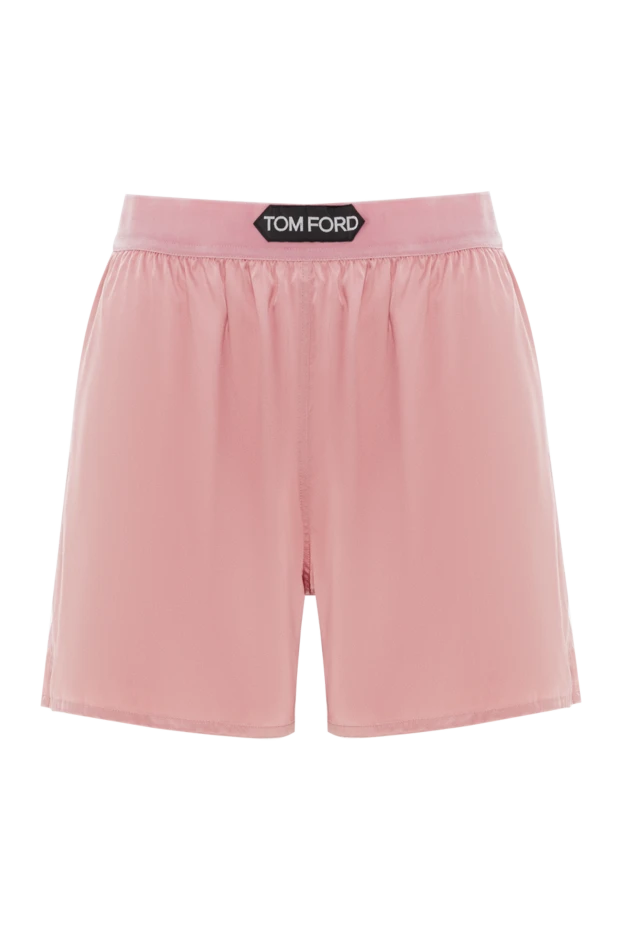 Логотипі бар қызғылт жібек атлас боксер шорттары - фото 1