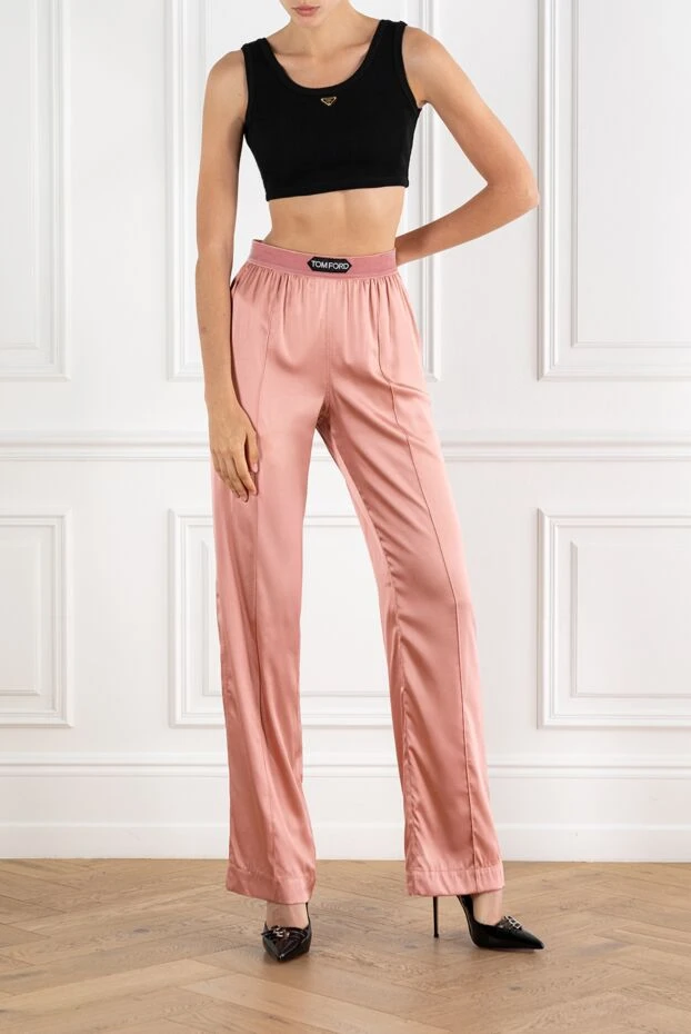 Tom Ford әйелдерге арналған қызғылт вискозды шалбар 188211 - фото 2