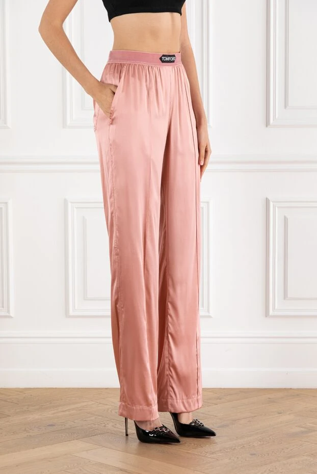 Tom Ford әйелдерге арналған қызғылт вискозды шалбар 188211 - фото 3