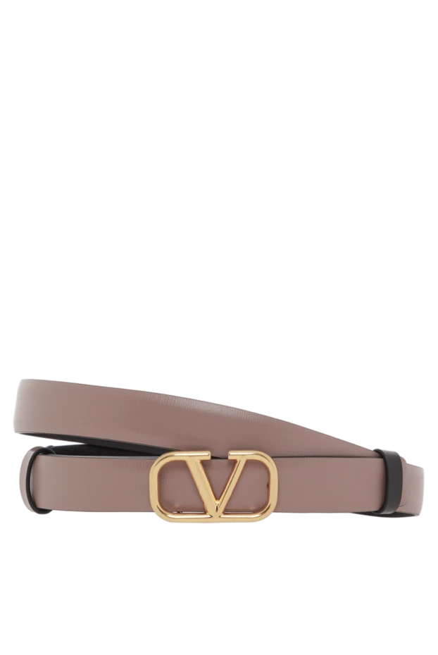 Двусторонний бежевый ремень Vlogo Signature из телячьей кожи - фото 1