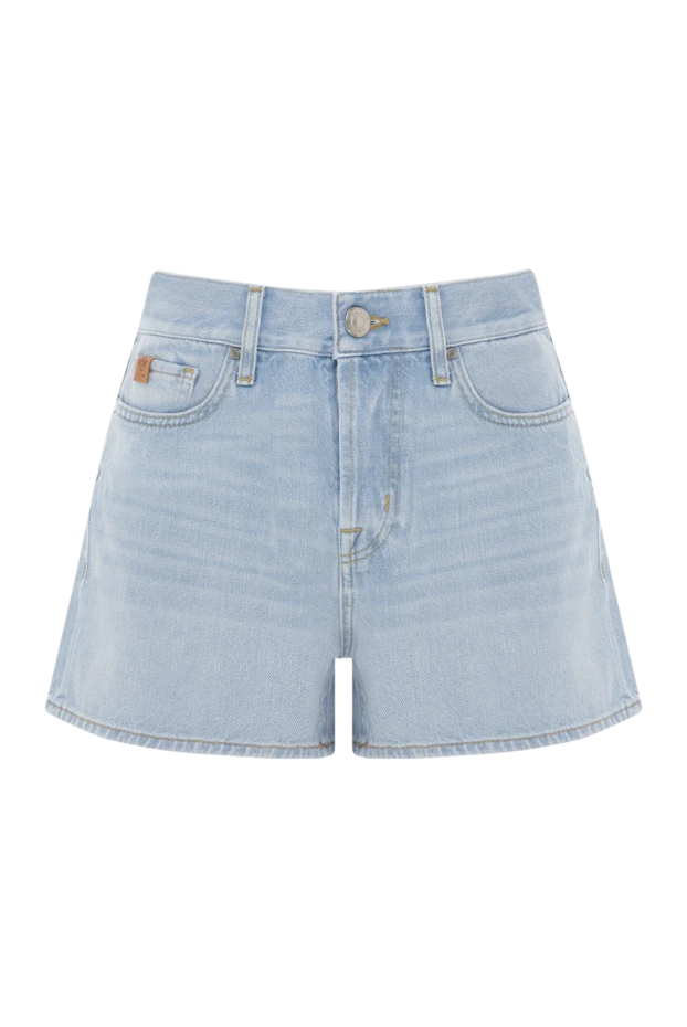 Джинсовые шорты голубые с эффектом потертости - фото 1