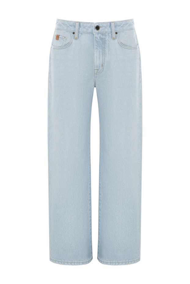 Широкие джинсы прямого кроя голубые женские - фото 1