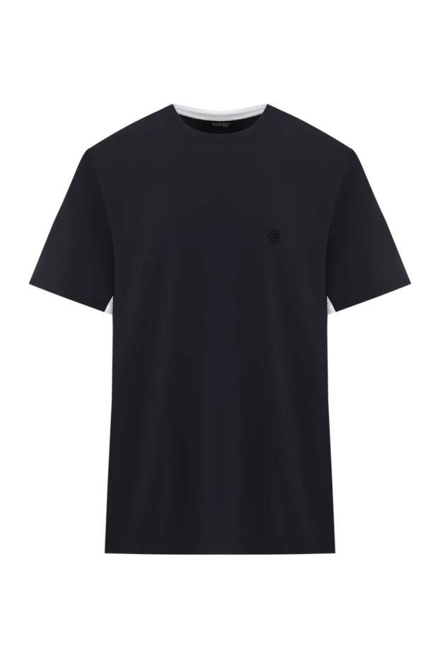 Men's T-shirt dark blue with white collar - photo 1