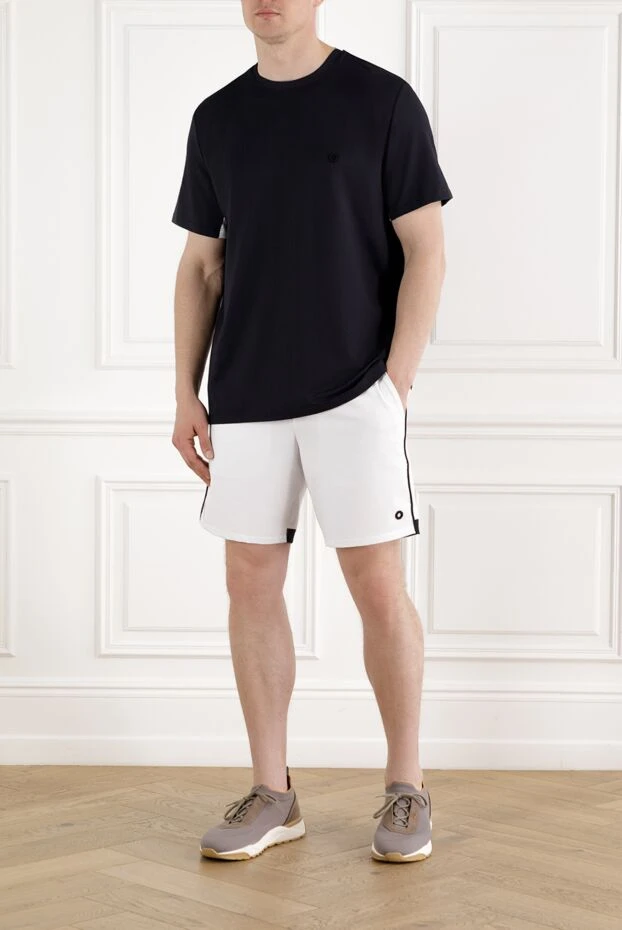 Men's T-shirt dark blue with white collar - photo 2