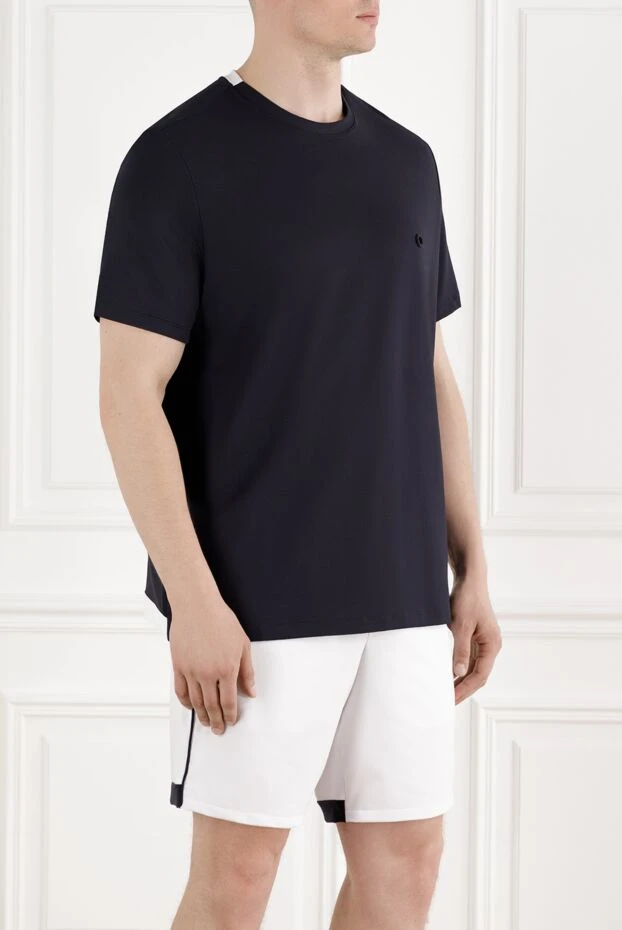Stefano Ricci men's t-shirt dark blue with white collar 188226 - photo 3