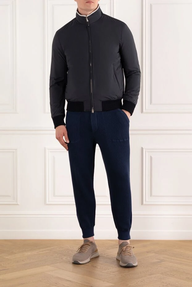 Enrico Mandelli синяя куртка бомбер с контрастным воротником мужская 188238 - фото 2