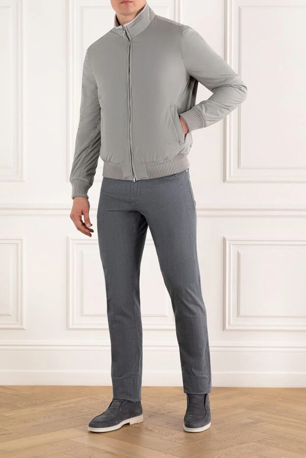 Enrico Mandelli серая куртка бомбер с контрастным воротником мужская 188239 - фото 2