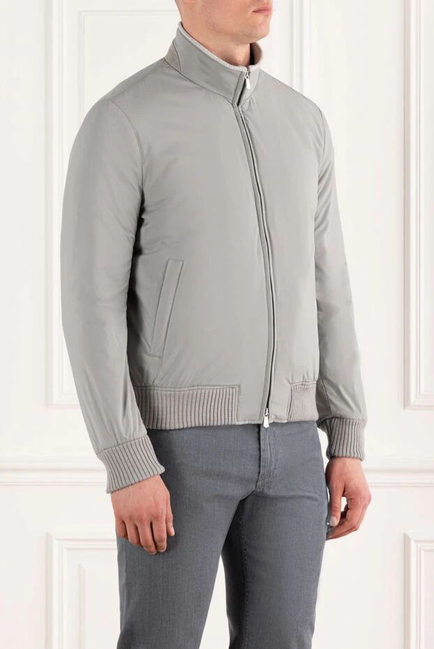 Enrico Mandelli серая куртка бомбер с контрастным воротником мужская 188239 - фото 3