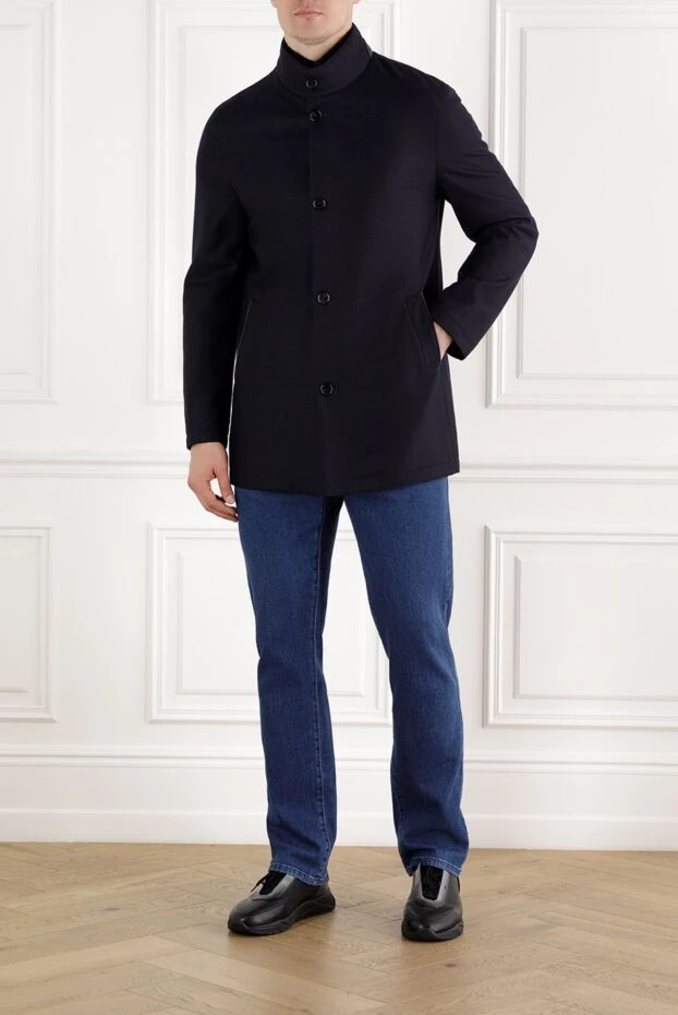 Enrico Mandelli теплая мягкая куртка из кашемира и шерсти синяя мужская 188242 - фото 2