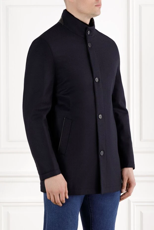 Enrico Mandelli теплая мягкая куртка из кашемира и шерсти синяя мужская 188242 - фото 3