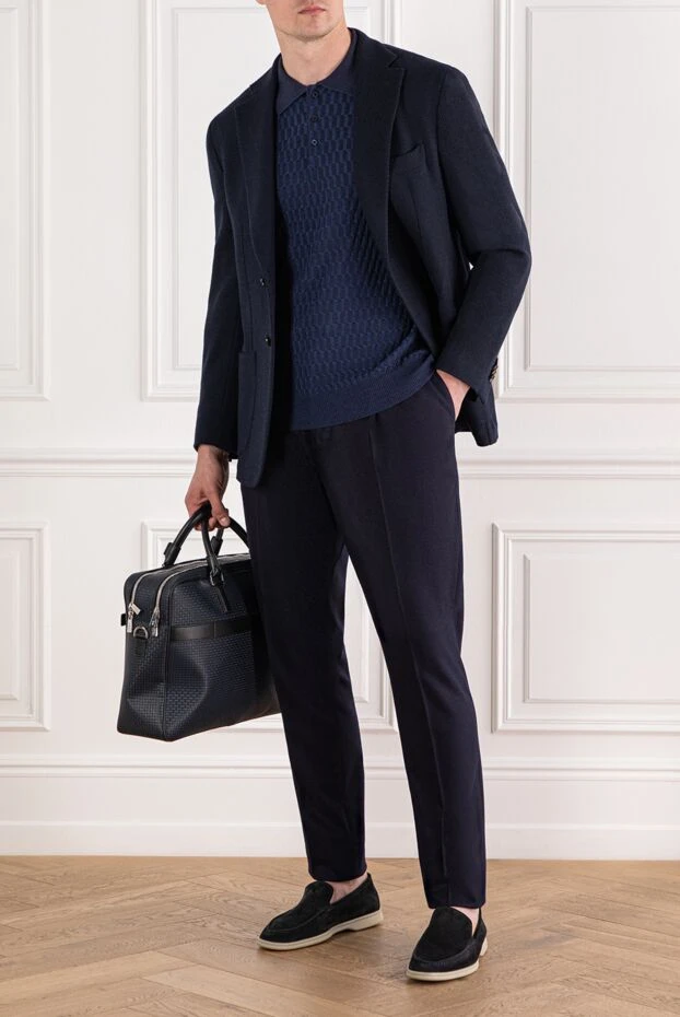 Enrico Mandelli пиджак из кашемира глубокого синего цвета с фактурной поверхностью
 188243 - фото 2