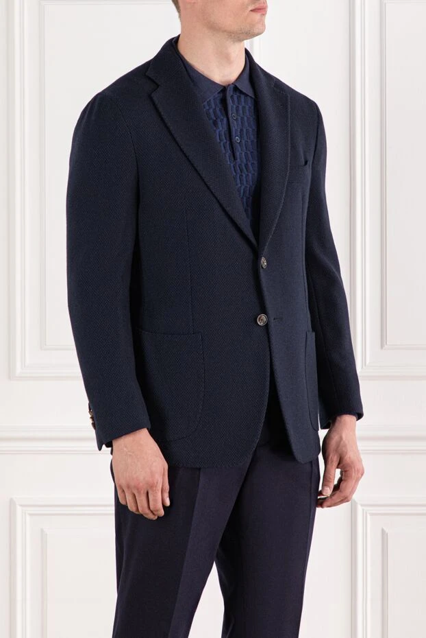Enrico Mandelli пиджак из кашемира глубокого синего цвета с фактурной поверхностью
 188243 - фото 3