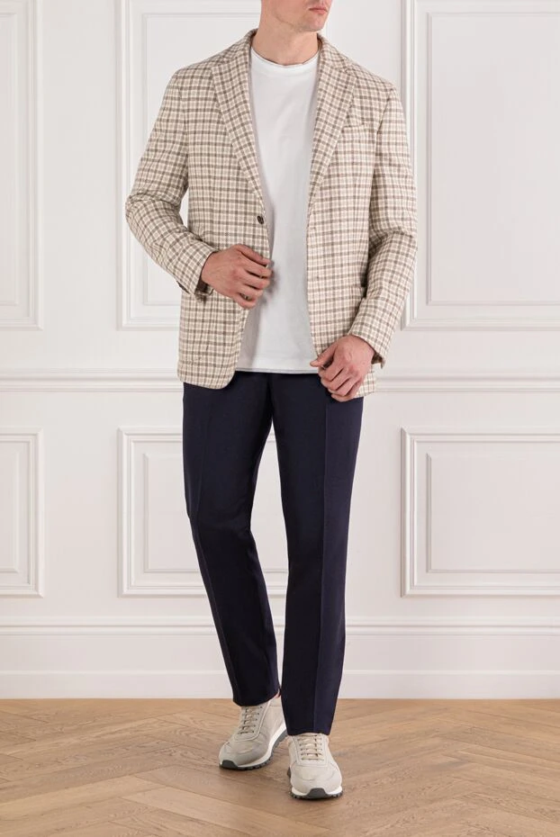 Enrico Mandelli пиджак из кашемира светло-бежевого оттенка с клетчатым узором
 188244 - фото 3
