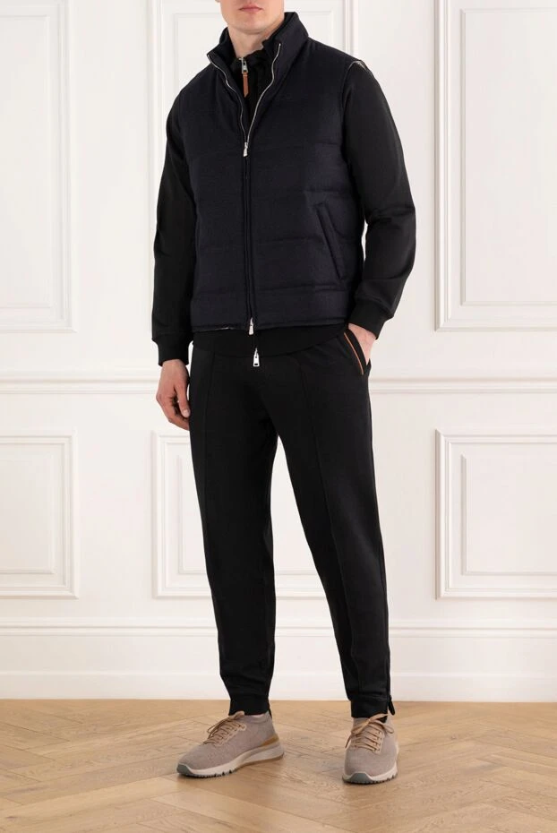 Enrico Mandelli мужской теплый жилет из шерсти и кашемира синего цвета 188248 - фото 2