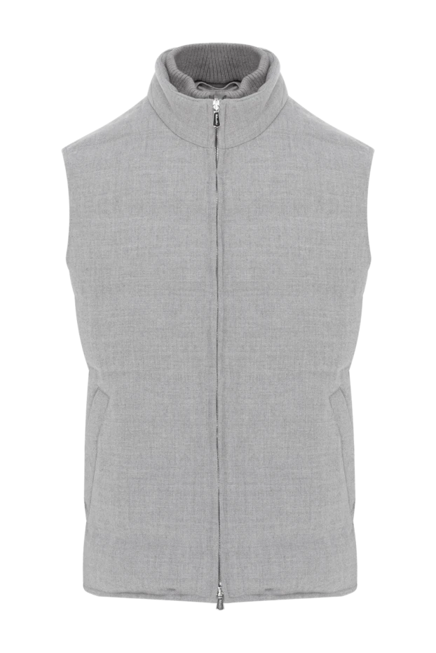 Men's warm vest made of wool and cashmere in light gray - photo 1