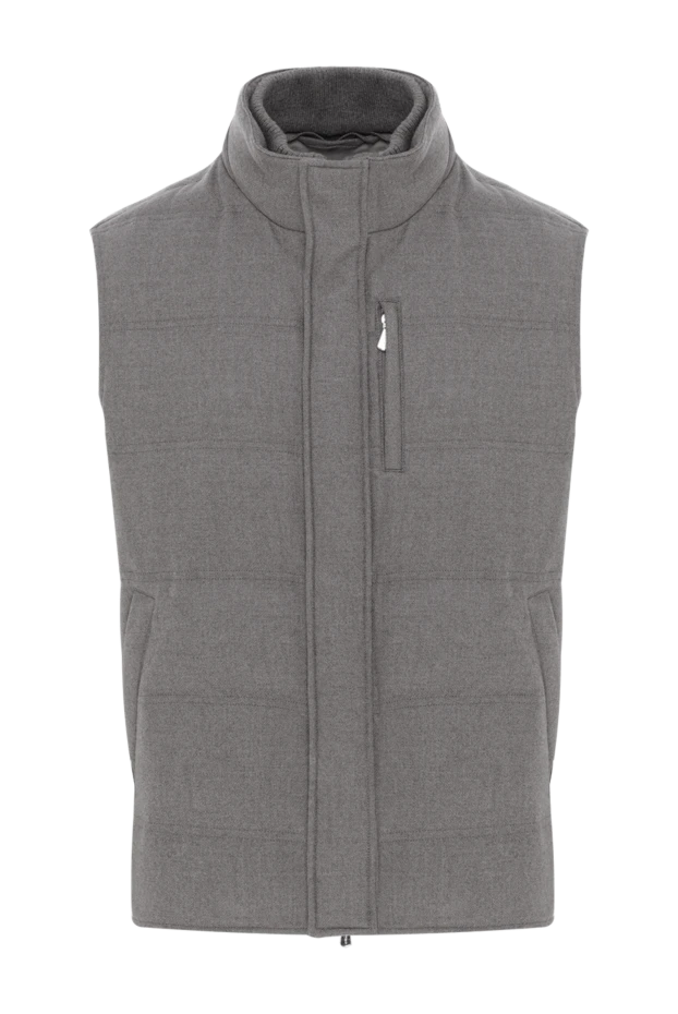 Мужской теплый жилет из шерсти и кашемира темно-серого цвета - фото 1
