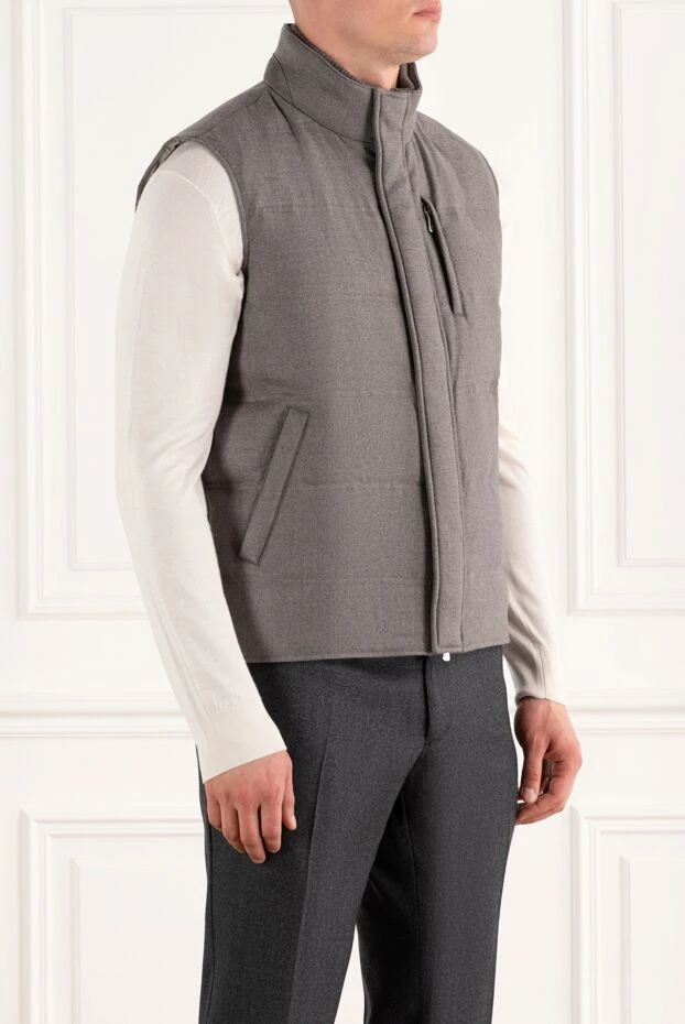 Enrico Mandelli мужской теплый жилет из шерсти и кашемира темно-серого цвета 188252 - фото 3