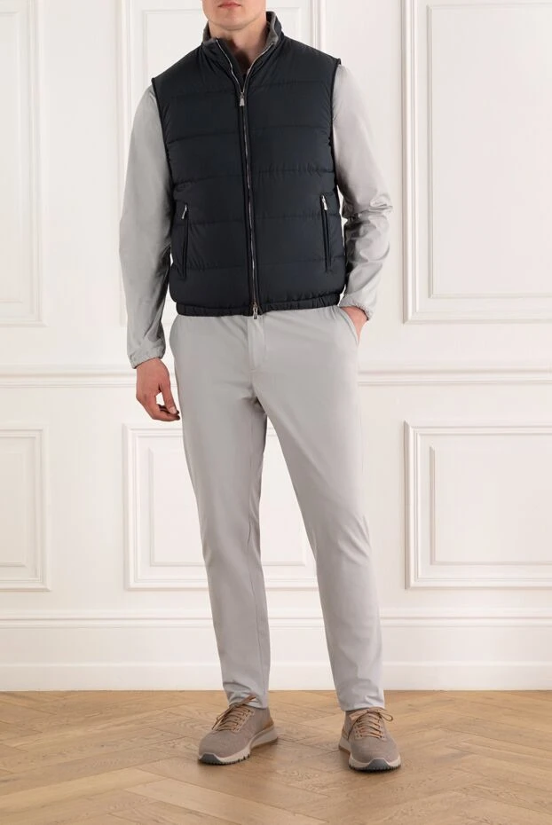 Enrico Mandelli мужской пуховый жилет темно-синего цвета на молнии 188253 - фото 2