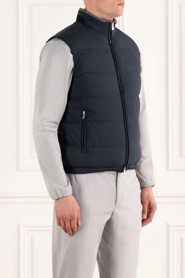 Enrico Mandelli мужской пуховый жилет темно-синего цвета на молнии 188253 - фото 3