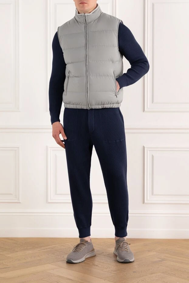 Enrico Mandelli мужской пуховый жилет серого цвета на молнии 188254 - фото 2