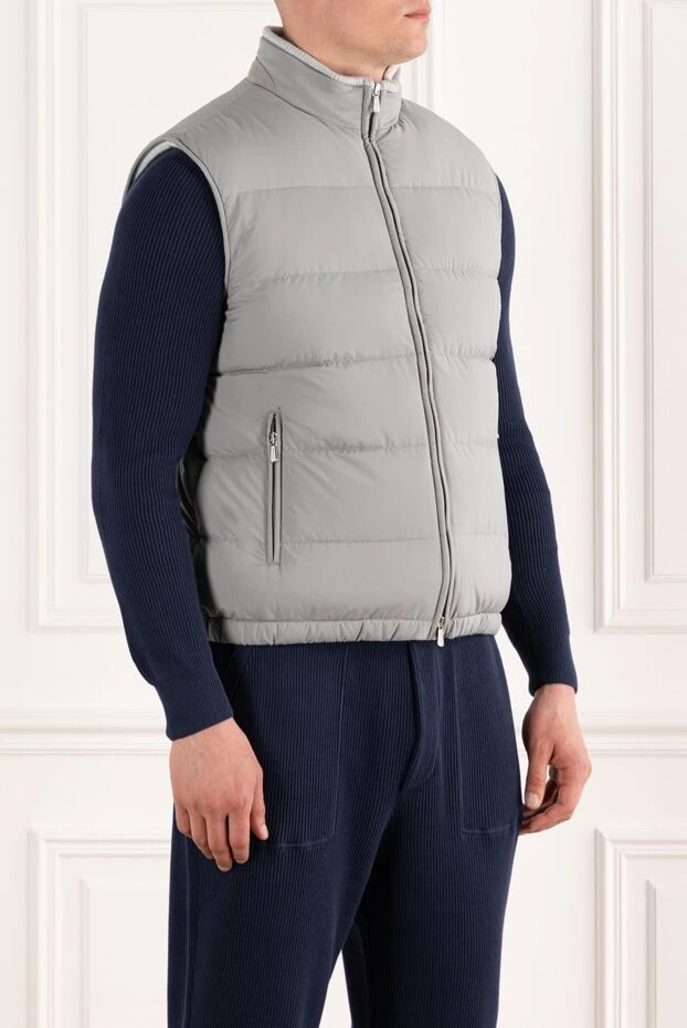 Enrico Mandelli мужской пуховый жилет серого цвета на молнии 188254 - фото 3