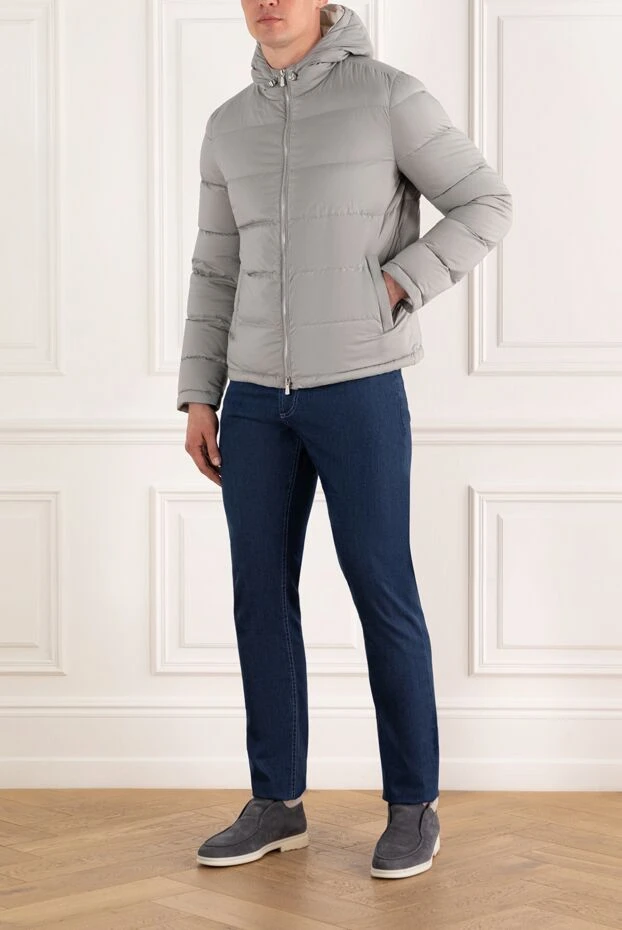 Enrico Mandelli светло-серый мужской пуховик стеганый с капюшоном 188257 - фото 2
