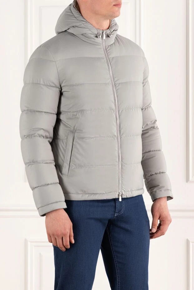 Enrico Mandelli светло-серый мужской пуховик стеганый с капюшоном 188257 - фото 3