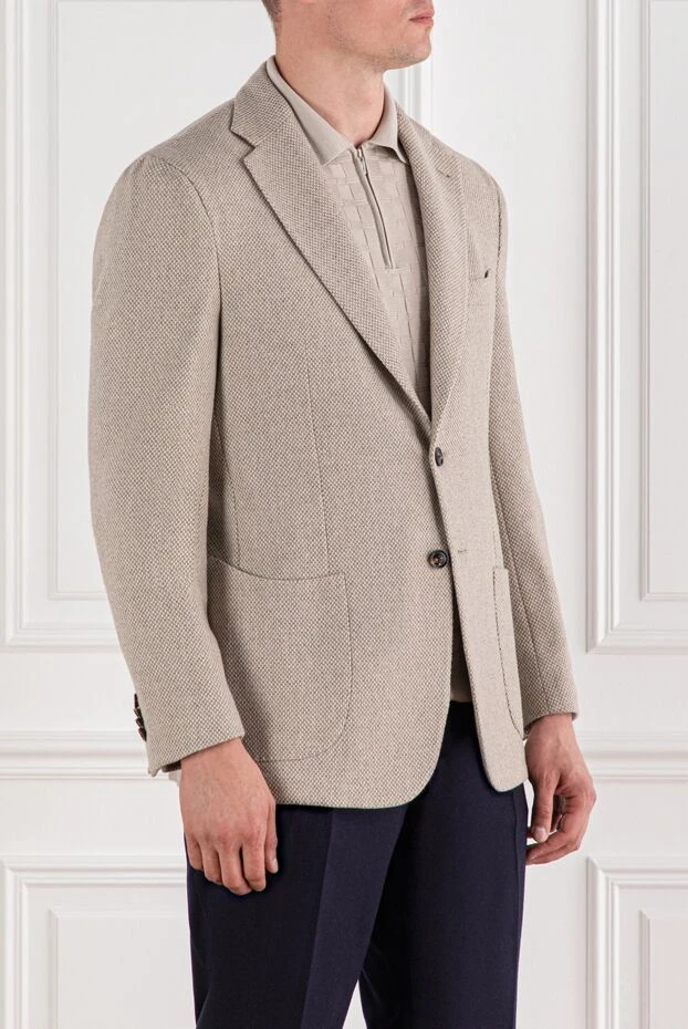 Enrico Mandelli однобортный пиджак из мягкого кашемира светло-бежевого цвета 188259 - фото 3