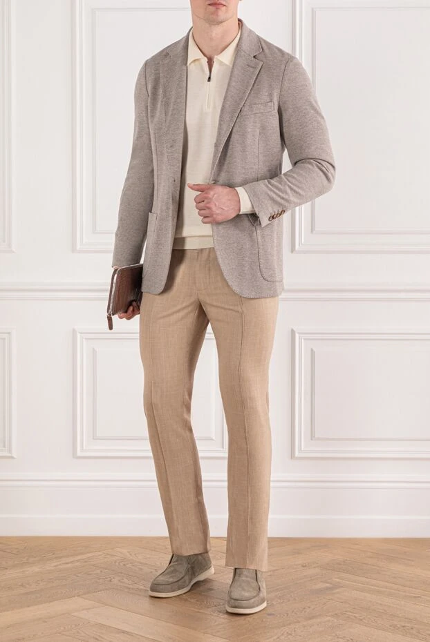Enrico Mandelli cotton and wool jacket in a diagonal texture with a warm sandy shade
 188260 - photo 2