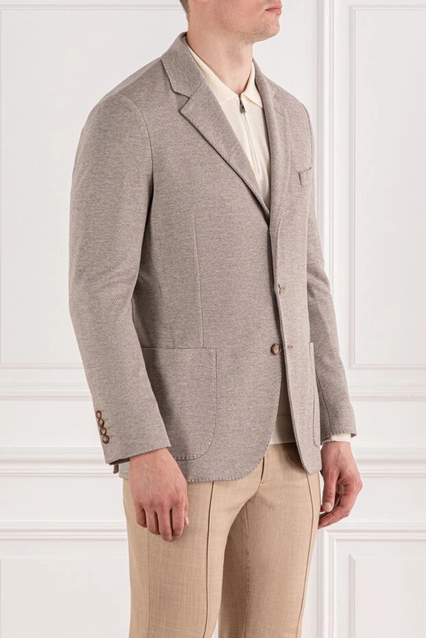 Enrico Mandelli cotton and wool jacket in a diagonal texture with a warm sandy shade
 188260 - photo 3