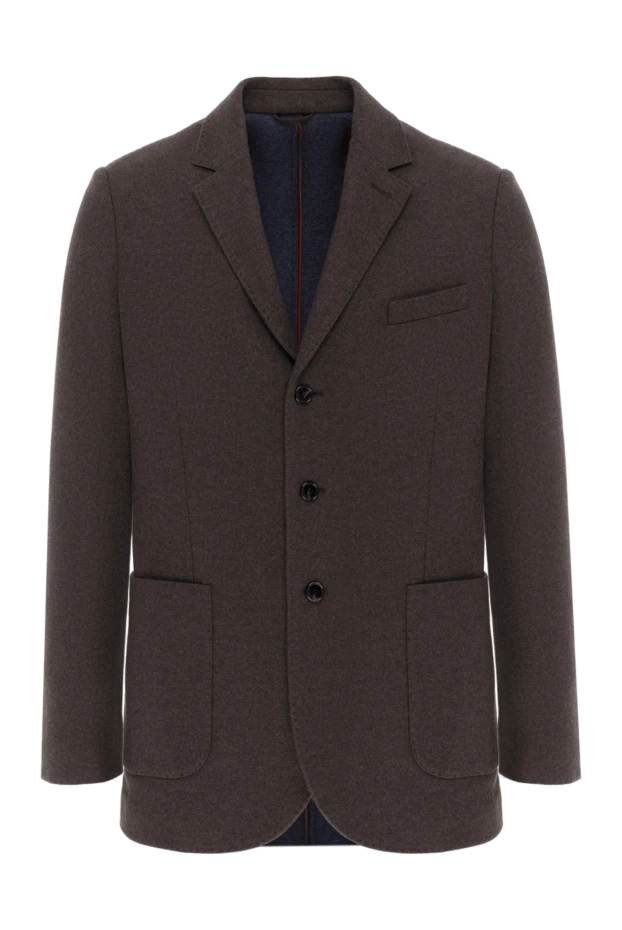 Кашемировый пиджак темно-шоколадный на трех пуговицах мужской - фото 1