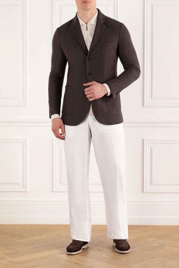 Enrico Mandelli кашемировый пиджак темно-шоколадный на трех пуговицах мужской 188262 - фото 2