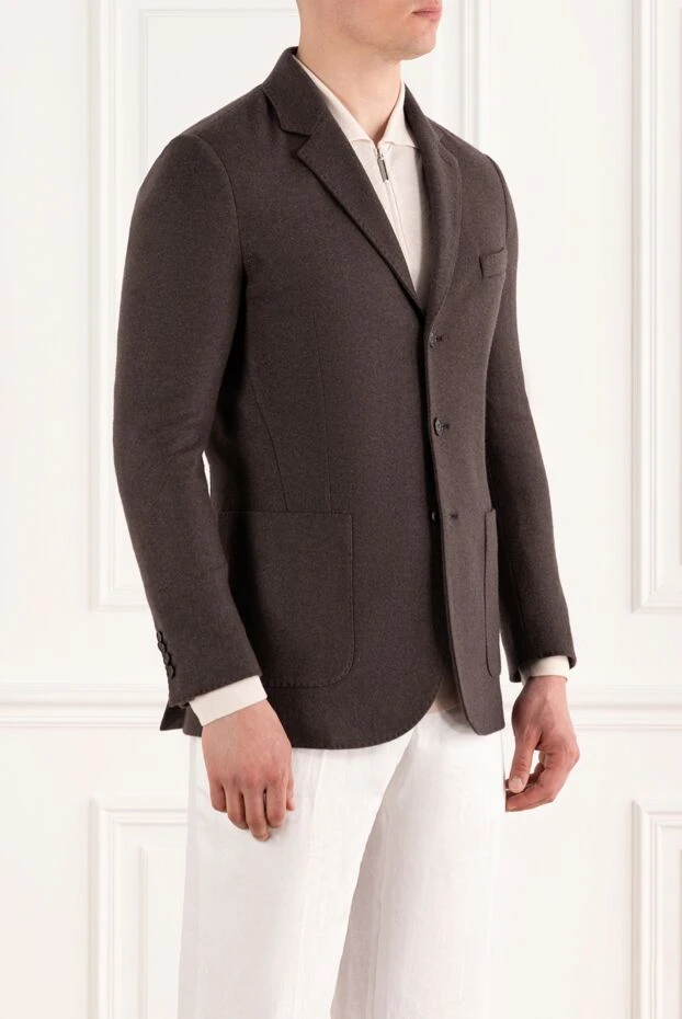 Enrico Mandelli кашемировый пиджак темно-шоколадный на трех пуговицах мужской 188262 - фото 3