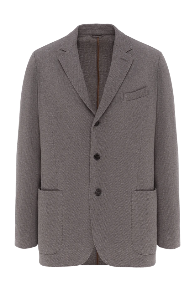 Gray three-button jacket with patch pockets - photo 1
