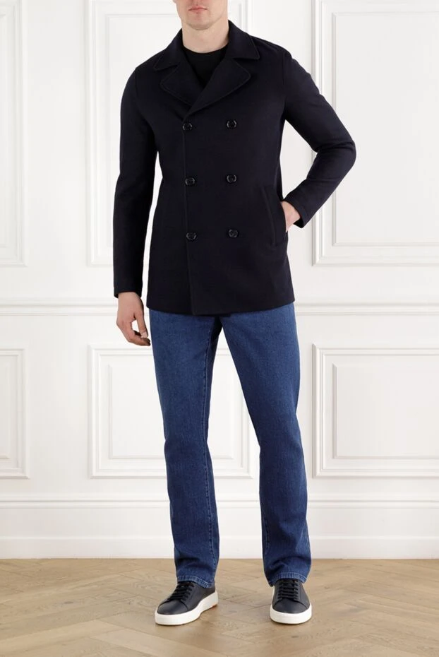 Enrico Mandelli short double-breasted cashmere coat blue men's 188274 - photo 2