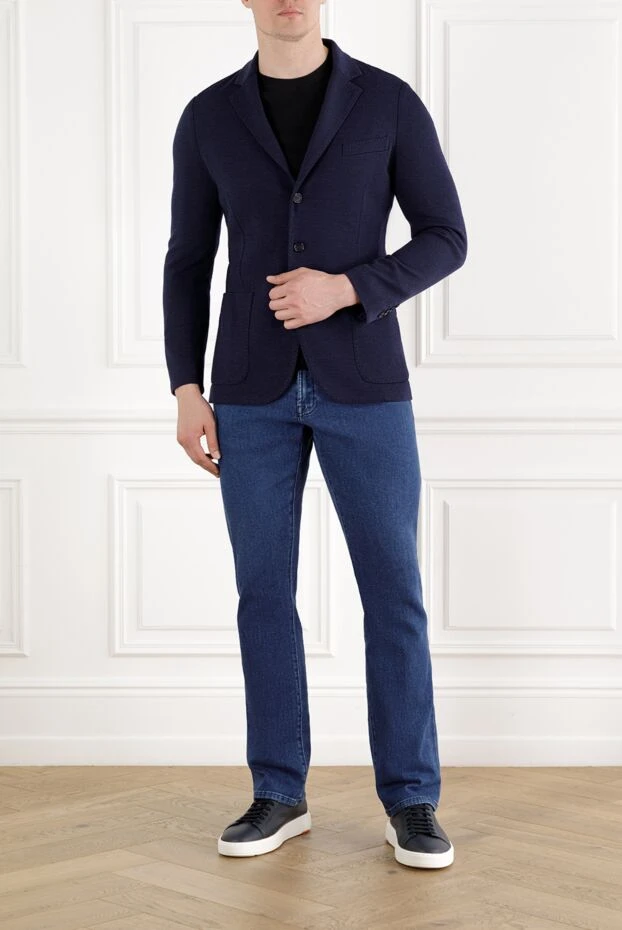 Enrico Mandelli men's premium cashmere jacket in blue 188284 - photo 2