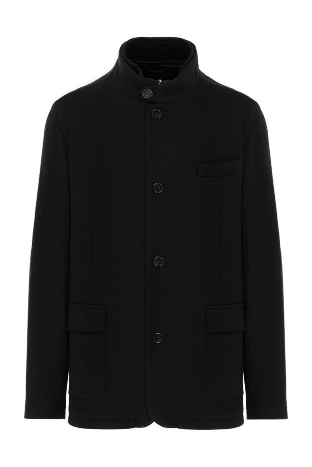 Укороченное однобортное пальто из кашемира черное мужское - фото 1