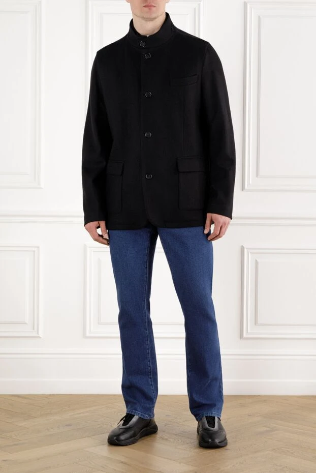 Enrico Mandelli укороченное однобортное пальто из кашемира черное мужское 188288 - фото 2