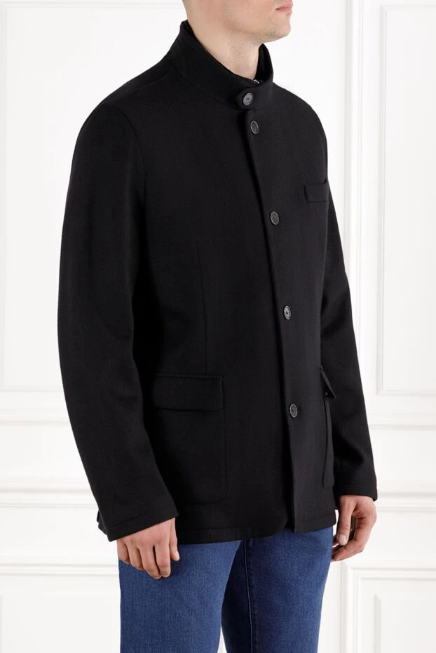 Enrico Mandelli укороченное однобортное пальто из кашемира черное мужское 188288 - фото 3