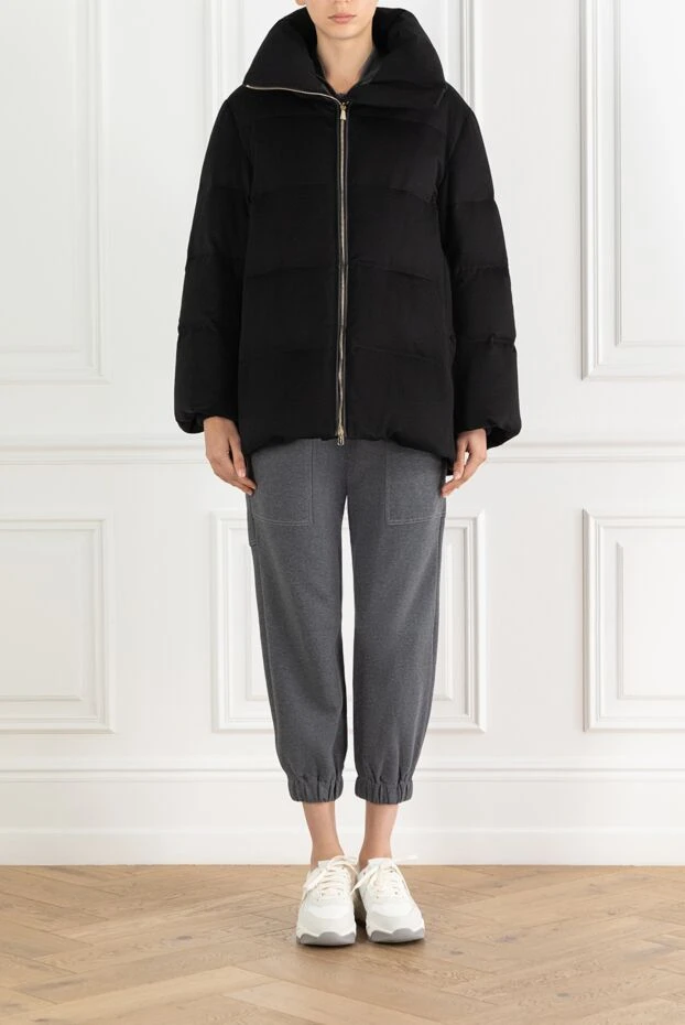 Enrico Mandelli черный пуховик из кашемира женский с высоким воротником 188292 - фото 2