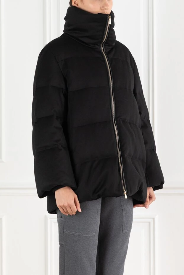 Enrico Mandelli черный пуховик из кашемира женский с высоким воротником 188292 - фото 3