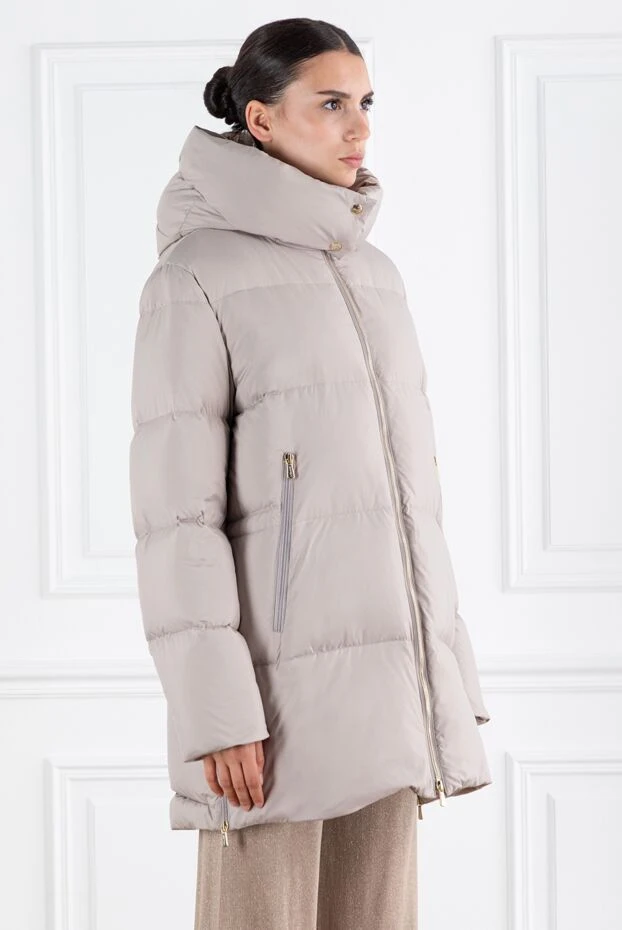 Enrico Mandelli бежевый пуховик женский с капюшоном 188295 - фото 3