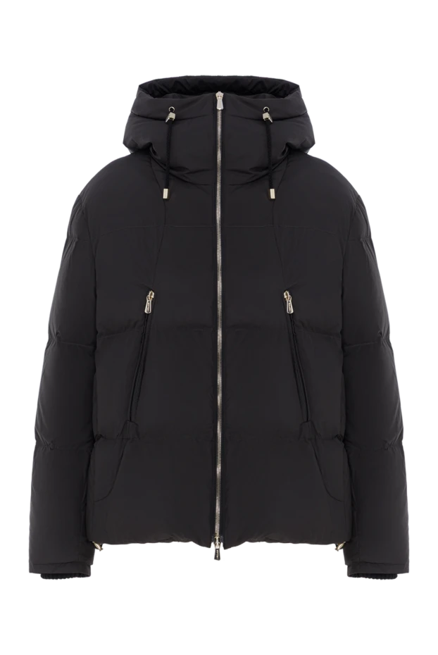Black lightweight down jacket with hood for women - photo 1